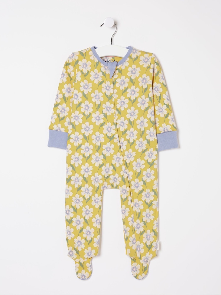 FatFace Yellow Bike Graphic Zipped Sleepsuit - Image 1 of 1