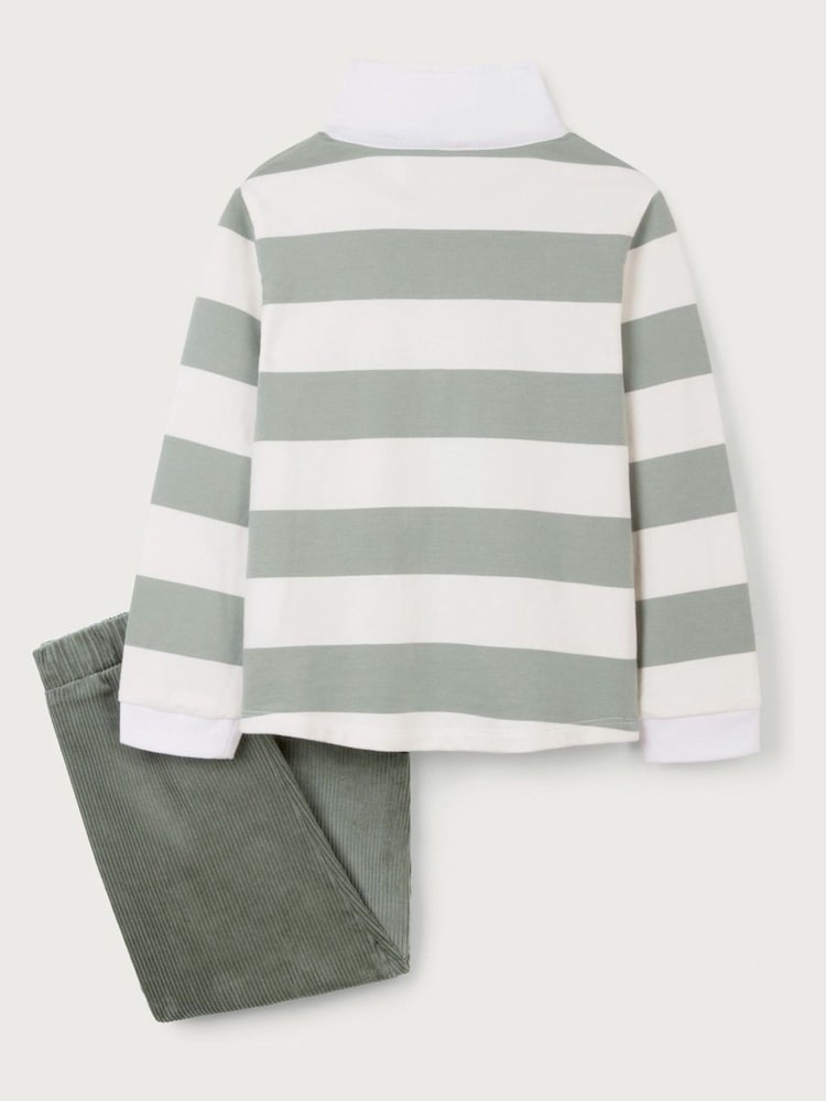 The White Company Green Cotton Rugby Shirt & Cord Trouser Set - Image 10 of 10