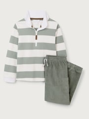 The White Company Green Cotton Rugby Shirt & Cord Trouser Set - Image 9 of 10