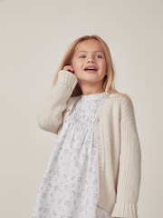 The White Company Yellow Cotton Rib Knit Cardigan - Image 1 of 6