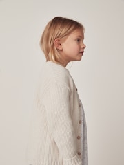 The White Company Yellow Cotton Rib Knit Cardigan - Image 2 of 6