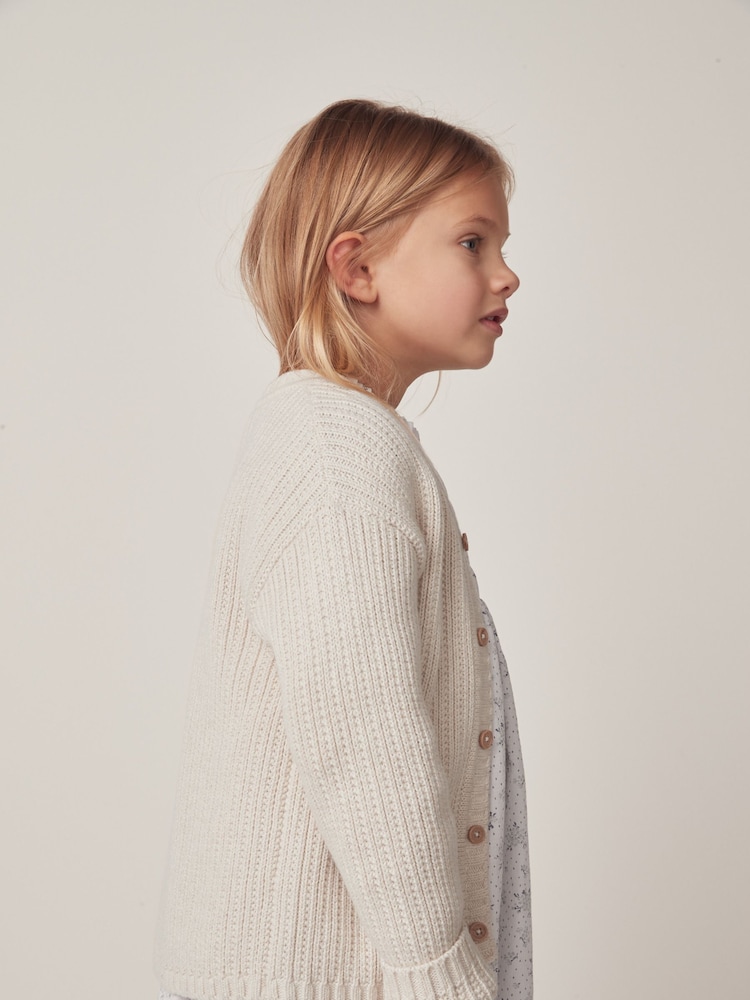 The White Company Yellow Cotton Rib Knit Cardigan - Image 2 of 6