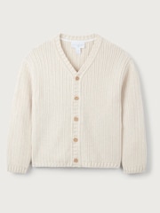 The White Company Yellow Cotton Rib Knit Cardigan - Image 5 of 6