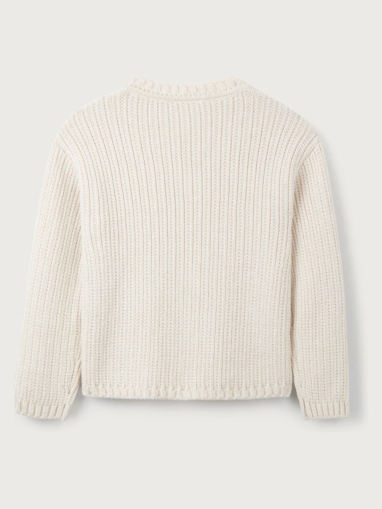 The White Company Yellow Cotton Rib Knit Cardigan - Image 6 of 6