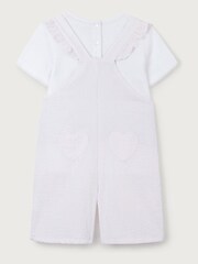The White Company 100% Cotton Seersucker Heart Pocket White Dungaree And Pointelle T-Shirt Set - Image 10 of 10