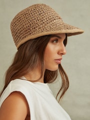 Reiss Natural Penelope Woven Straw Cap - Image 2 of 4
