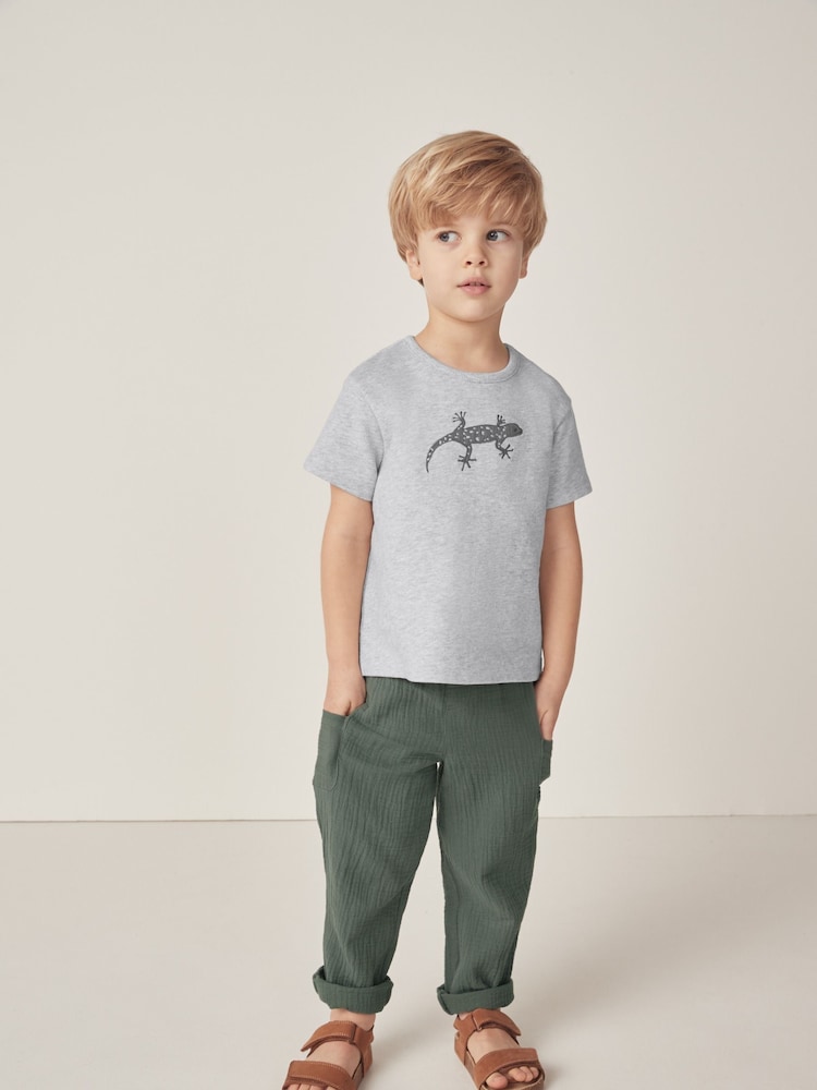 The White Company White Organic Crinkle 100% Cotton Trousers & Gheko Embroidered Top Set - Image 1 of 10