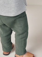 The White Company White Organic Crinkle 100% Cotton Trousers & Gheko Embroidered Top Set - Image 7 of 10