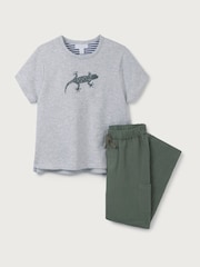 The White Company White Organic Crinkle 100% Cotton Trousers & Gheko Embroidered Top Set - Image 9 of 10