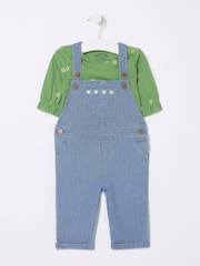 FatFace Blue Daisy Printed Jersey Dungarees Set - Image 1 of 1