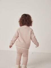 The White Company Pink Cotton Knitted Rib Leggings - Image 2 of 6