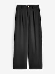 Quiz Black Wide Leg Trousers with Gold Button - Image 1 of 6