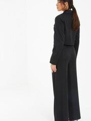 Quiz Black Wide Leg Trousers with Gold Button - Image 3 of 6