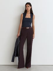 Marinha - Blusa sem mangas Reiss Harri com decote quadrado e franzido - Imagem 4 de 6