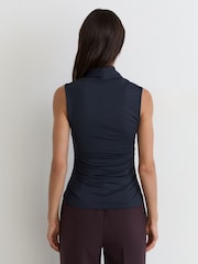 Marinha - Blusa sem mangas Reiss Harri com decote quadrado e franzido - Imagem 5 de 6