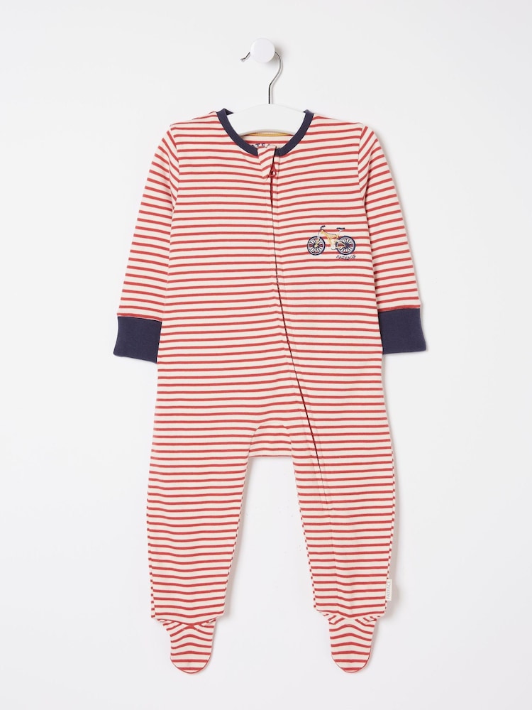 FatFace Red Bike Graphic Zipped Sleepsuit - Image 1 of 2