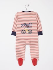 FatFace Red Bike Graphic Zipped Sleepsuit - Image 2 of 2