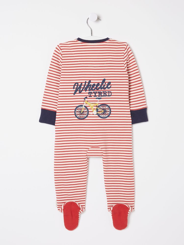 FatFace Red Bike Graphic Zipped Sleepsuit - Image 2 of 2