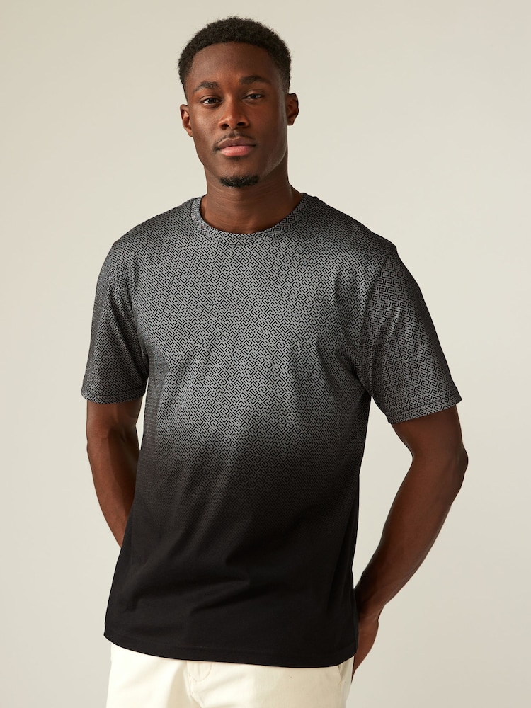 Black/White 100% Cotton Dip Dye T-Shirt - Image 1 of 7