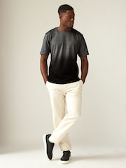 Black/White 100% Cotton Dip Dye T-Shirt - Image 2 of 7