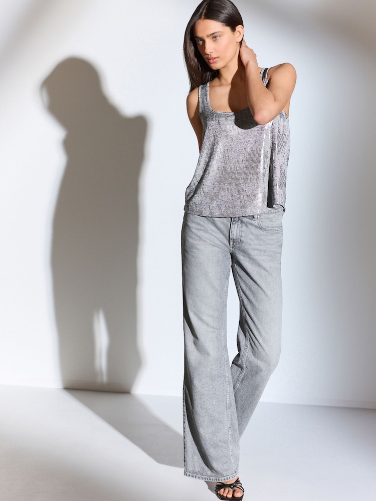 Silver Metalic Scoop Vest - Image 2 of 6