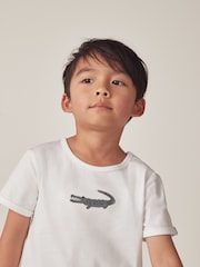 The White Company 100% Cotton Crocodile White T-Shirt And Gingham Shorts Set - Image 4 of 6