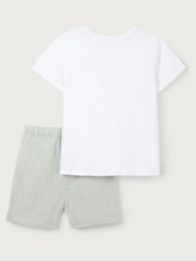 The White Company 100% Cotton Crocodile White T-Shirt And Gingham Shorts Set - Image 6 of 6