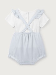 The White Company Blue 100% Cotton Hand Smocked Bubble And Pointelle T-Shirt Set - Image 5 of 6