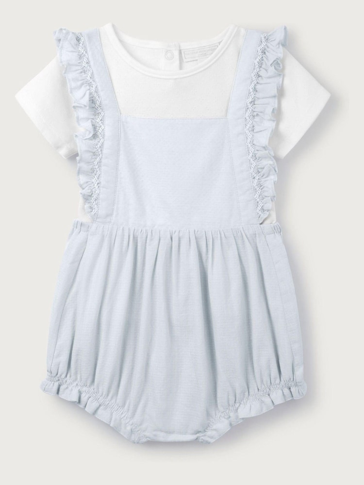 The White Company Blue 100% Cotton Hand Smocked Bubble And Pointelle T-Shirt Set - Image 6 of 6 The White Company Blue 100% Cotton Hand Smocked Bubble And Pointelle T-Shirt Set - Image 6 of 6