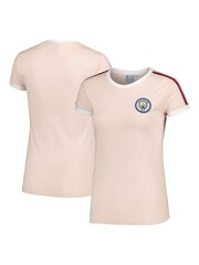 Fanatics Womens Pink 100% Cotton Manchester City Tape T-Shirt - Image 1 of 3