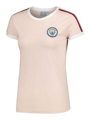 Fanatics Womens Pink 100% Cotton Manchester City Tape T-Shirt - Image 2 of 3