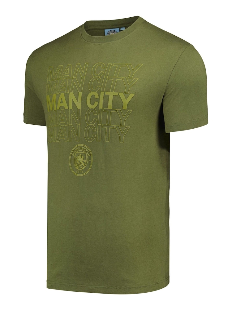 Fanatics Green 100% Cotton Manchester City Graphic T-Shirt - Image 2 of 3 Fanatics Green 100% Cotton Manchester City Graphic T-Shirt - Image 2 of 3