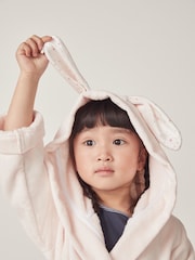 روب حمام قطن 100% بتصميم أذني أرنب وطبعة قلب وردي من The White Company - صورة 4 من 6