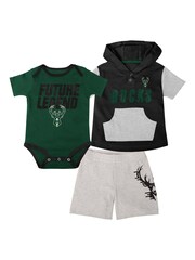 Fanatics Newborn Green NBA Milwaukee Bucks Bank Shot Creeper 100% Cotton Shorts & T-Shirt Set - Image 1 of 5