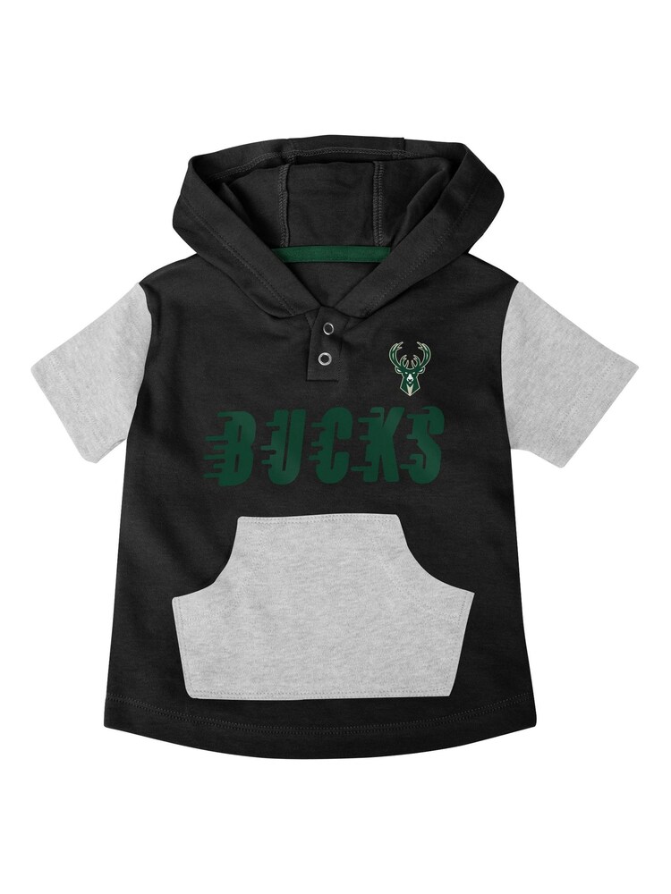 Fanatics Newborn Green NBA Milwaukee Bucks Bank Shot Creeper 100% Cotton Shorts & T-Shirt Set - Image 2 of 5