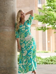 Closet London Green Wrap Tie Waist Dress - Image 1 of 4