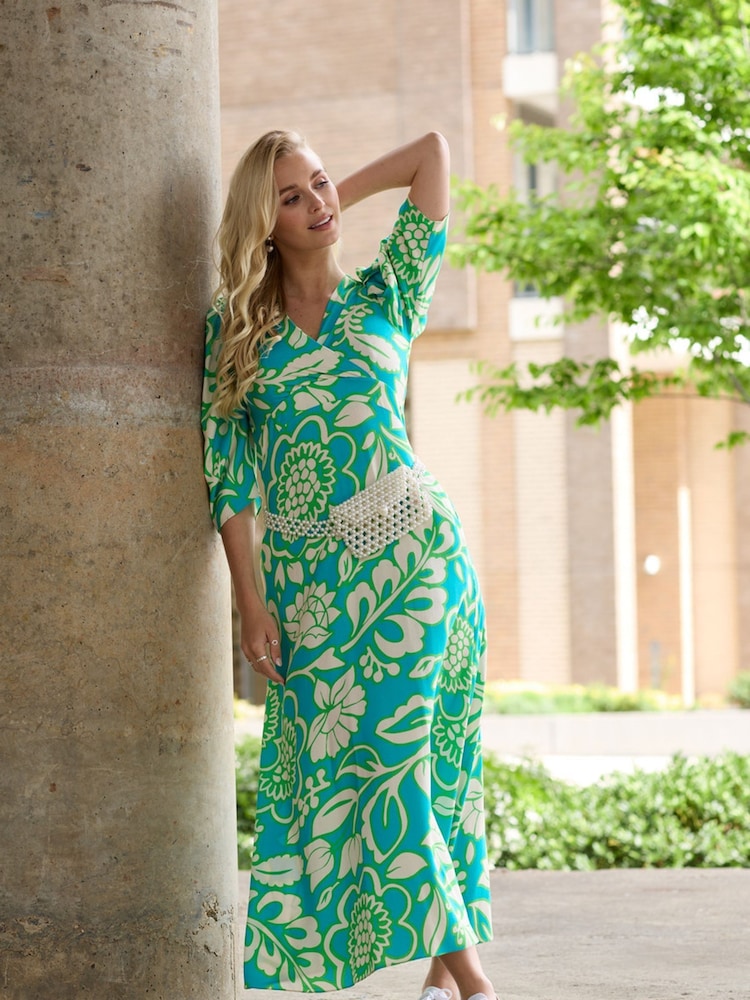 Closet London Green Wrap Tie Waist Dress - Image 1 of 4