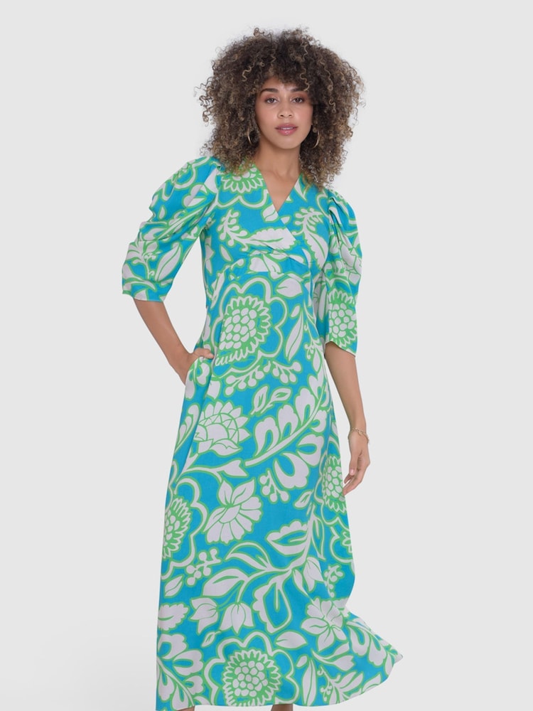 Closet London Green Wrap Tie Waist Dress - Image 2 of 4