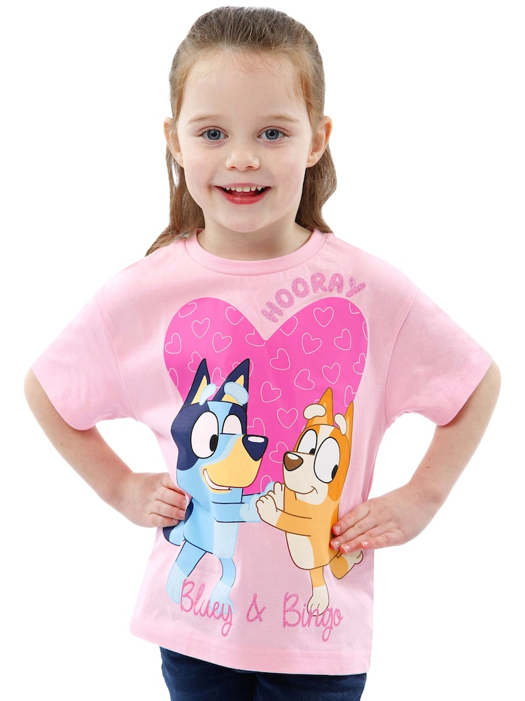 Character Pink 100% Cotton Bluey T-Shirt - Image 1 of 10