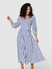 Closet London Blue Full Skirt Wrap Dress - Image 1 of 4