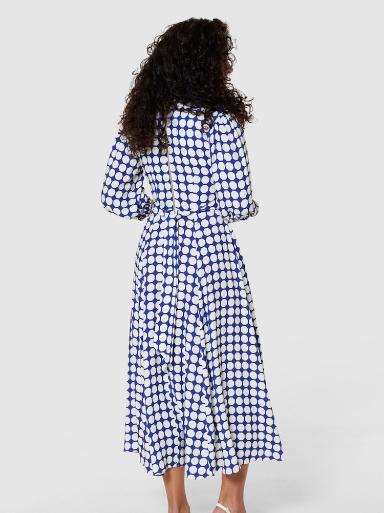 Closet London Blue Full Skirt Wrap Dress - Image 2 of 4