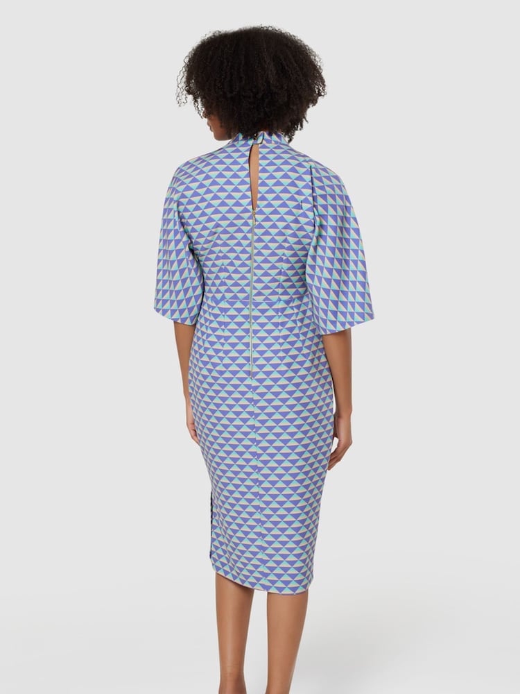 Closet London Purple Geometric Print Pencil Midi Dress - Image 2 of 4