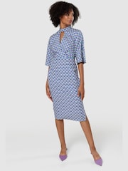 Closet London Purple Geometric Print Pencil Midi Dress - Image 3 of 4