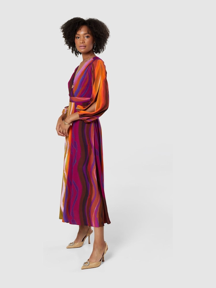 Closet London Multi Multi Print Full Skirt Wrap Midi Dress - Image 4 of 4