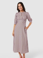 Closet London Blue Multi A-line Dress - Image 1 of 4
