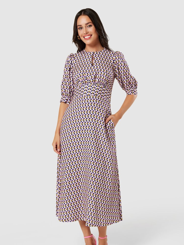 Closet London Blue Multi A-line Dress - Image 1 of 4