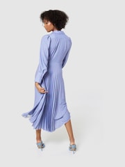 Closet London Blue Pleated Shirt Midi Dress - Image 2 of 4
