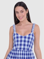 Closet London Blue Gather Maxi Gingham Dress - Image 3 of 4