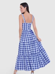Closet London Blue Gather Maxi Gingham Dress - Image 4 of 4