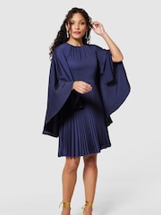 Closet London Blue Pleated Cape Dress - Image 3 of 4